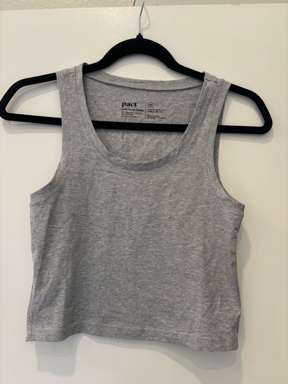 NWOT Pact ethical sustainable organic cotton scoop neck crop tank Cloud Knit